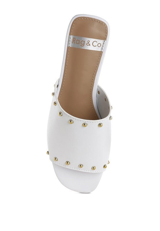 Renaldi Genuine Leather Studded Slip-On Flats for Women - Love Salve