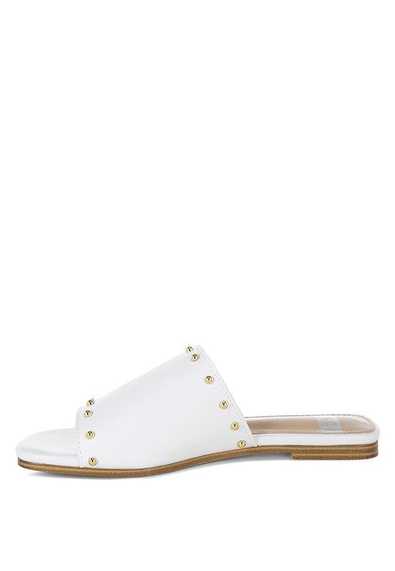Renaldi Genuine Leather Studded Slip-On Flats for Women - Love Salve