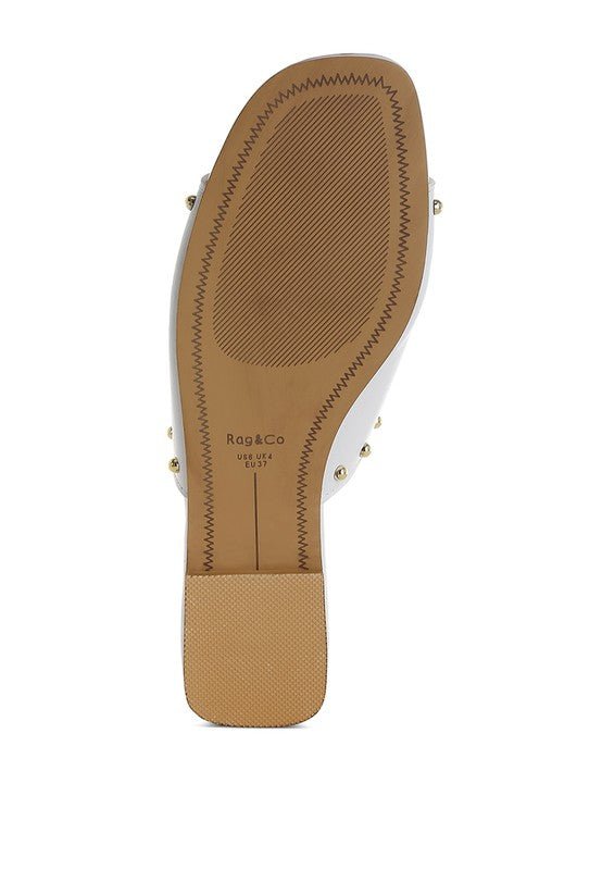 Renaldi Genuine Leather Studded Slip-On Flats for Women - Love Salve