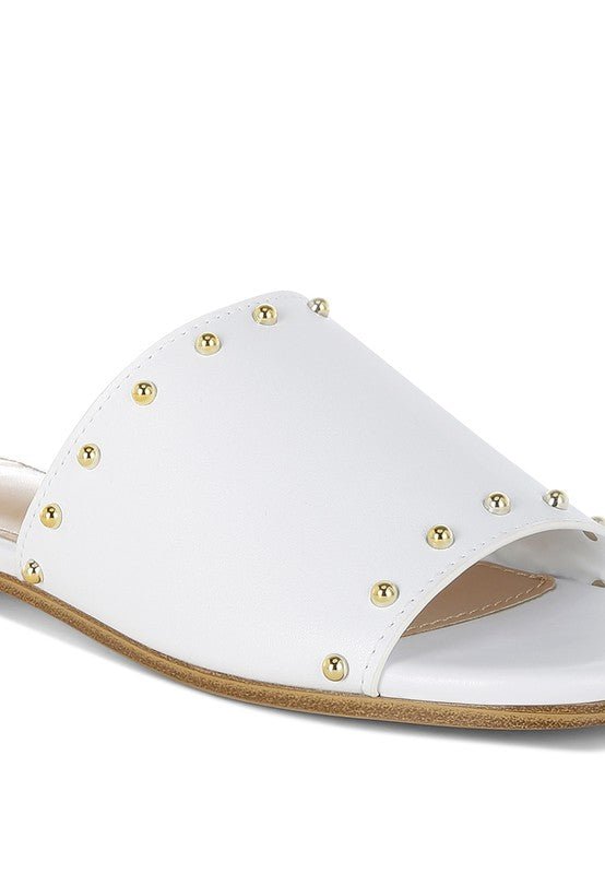 Renaldi Genuine Leather Studded Slip-On Flats for Women - Love Salve