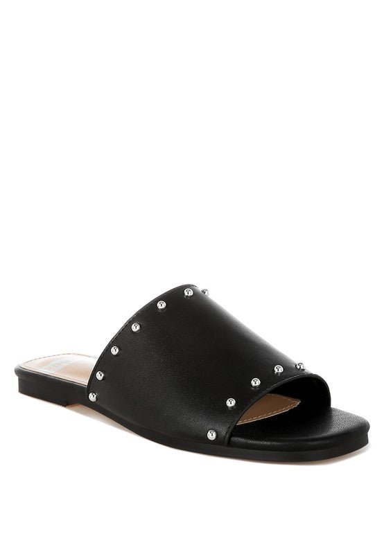 Renaldi Genuine Leather Studded Slip-On Flats for Women - Love Salve