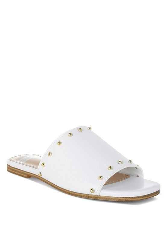 Renaldi Genuine Leather Studded Slip-On Flats for Women - Love Salve