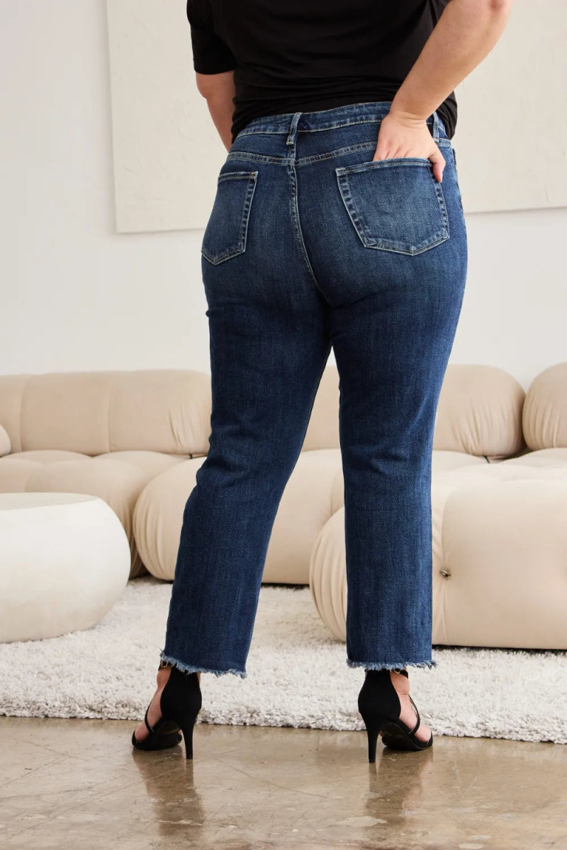 RFM Crop Dylan Full Size Tummy Control Distressed Jeans - Love Salve
