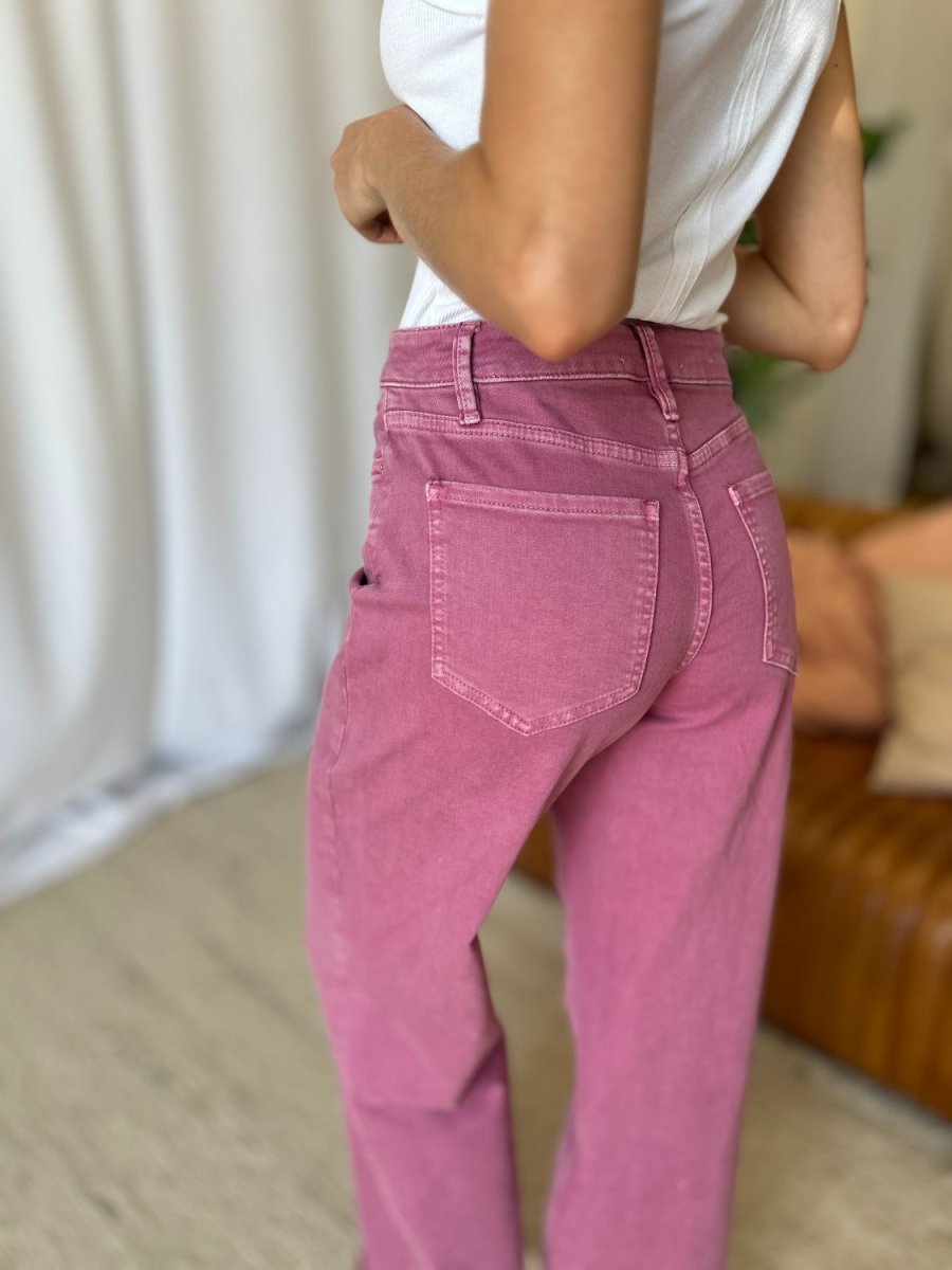 RFM Full Size High Rise Garment Dye Wide Leg Jeans for Women - Love Salve