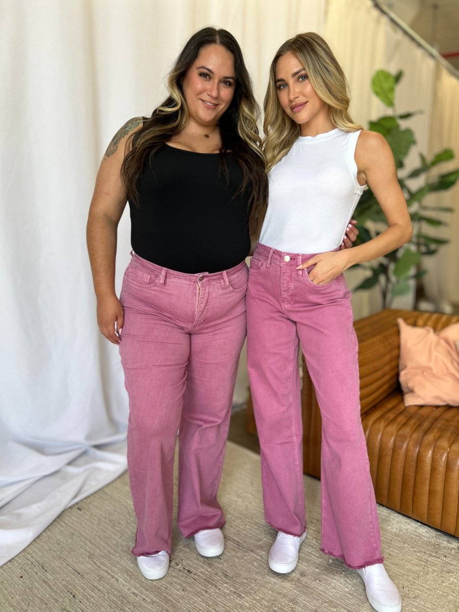 RFM Full Size High Rise Garment Dye Wide Leg Jeans for Women - Love Salve