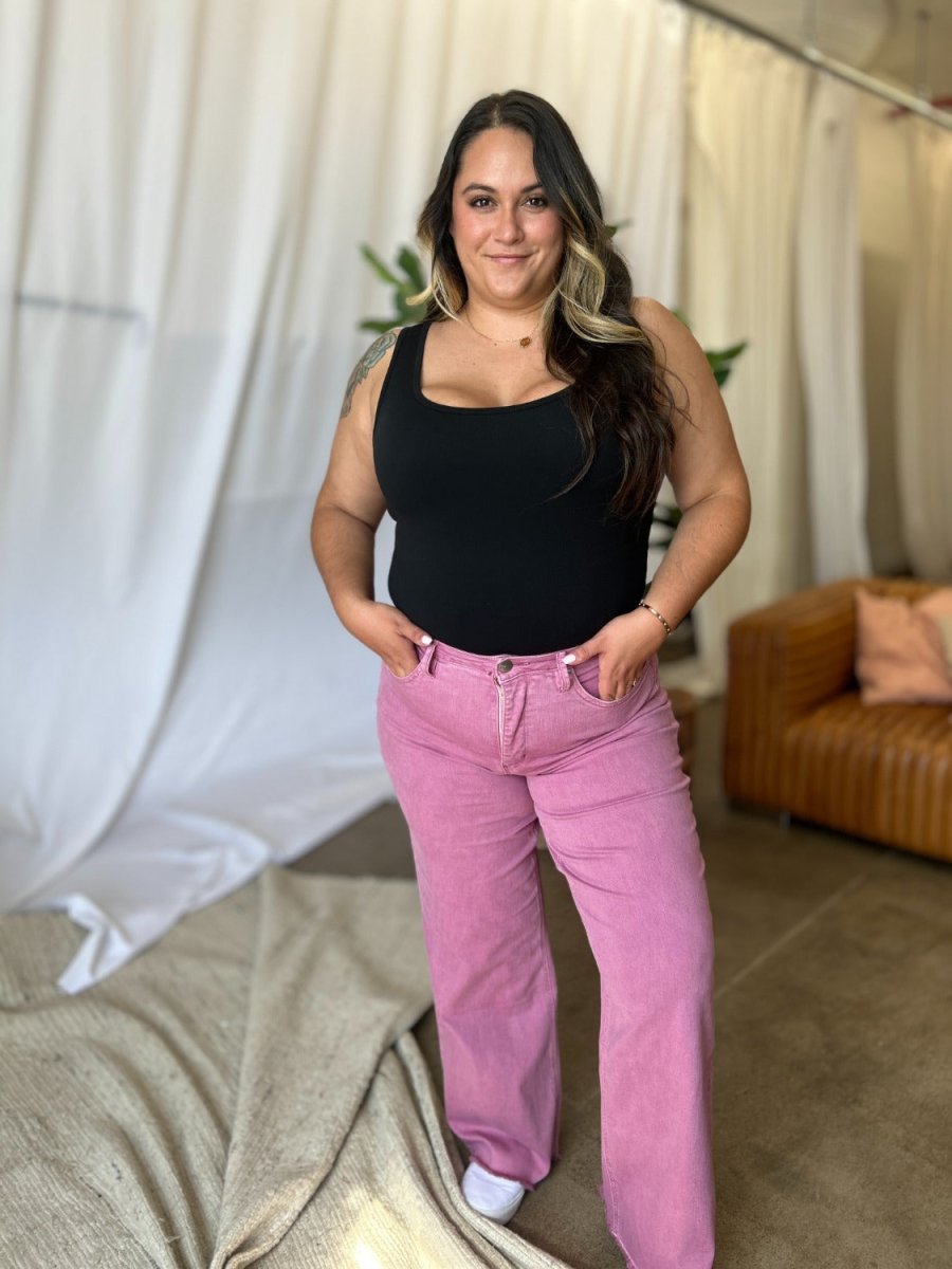 RFM Full Size High Rise Garment Dye Wide Leg Jeans for Women - Love Salve