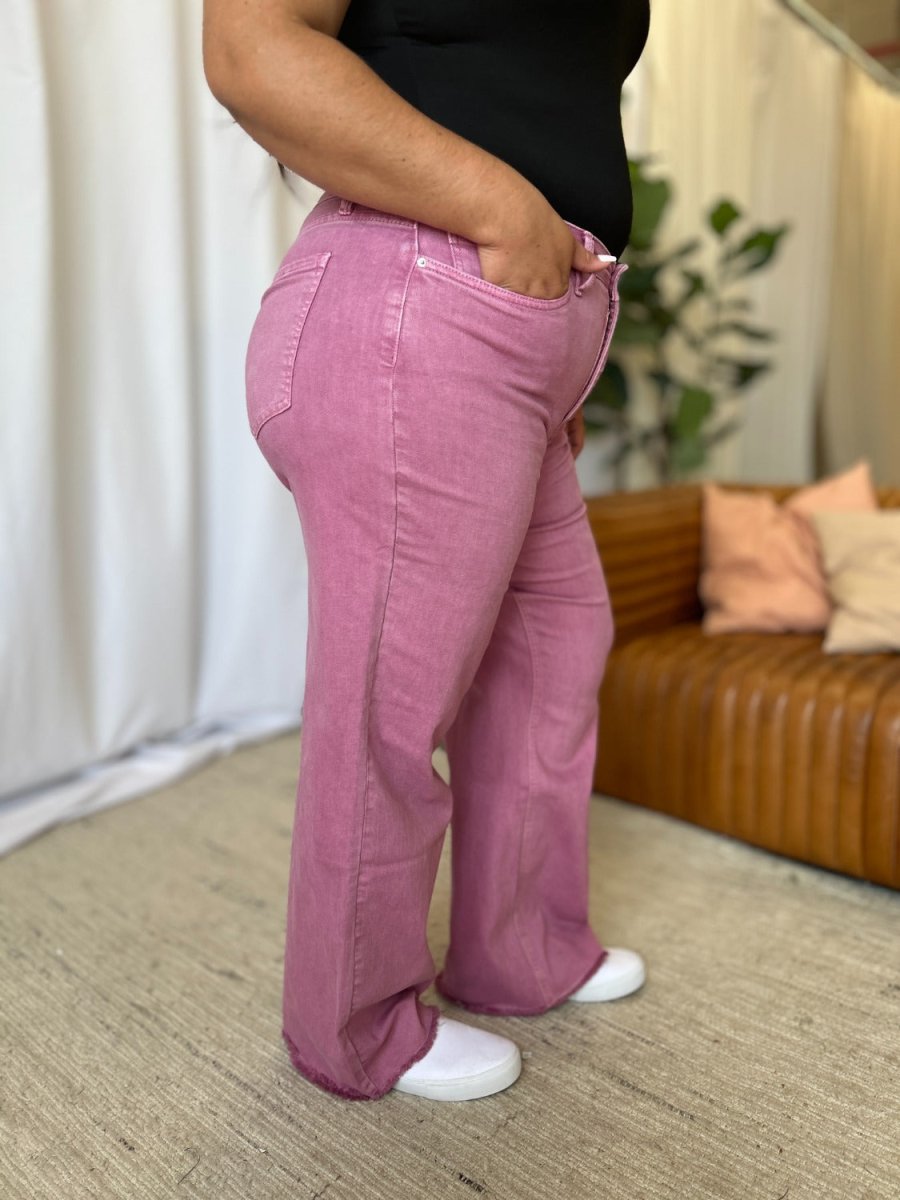 RFM Full Size High Rise Garment Dye Wide Leg Jeans for Women - Love Salve