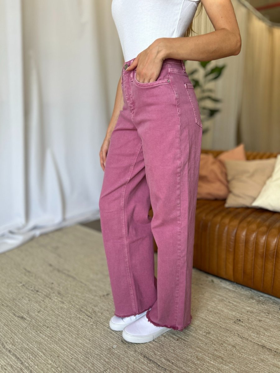 RFM Full Size High Rise Garment Dye Wide Leg Jeans for Women - Love Salve