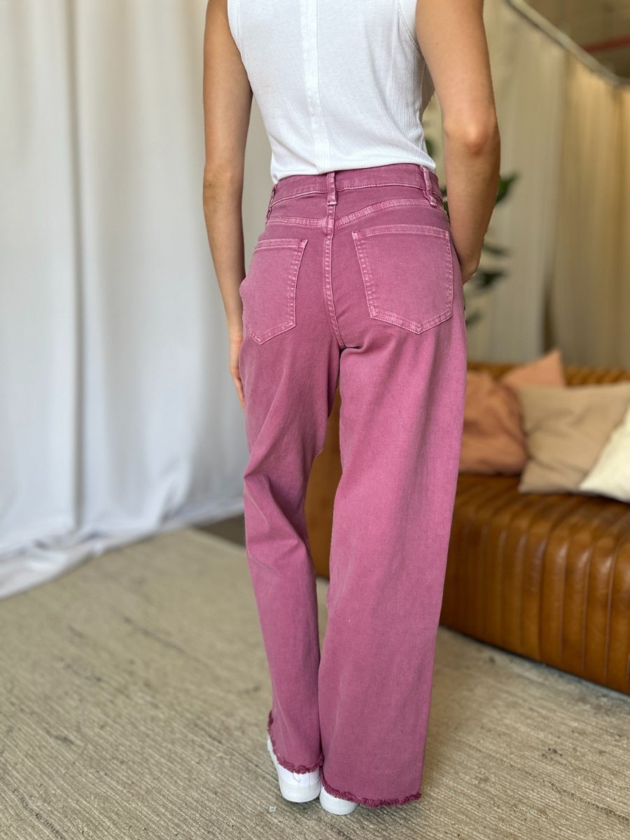 RFM Full Size High Rise Garment Dye Wide Leg Jeans for Women - Love Salve