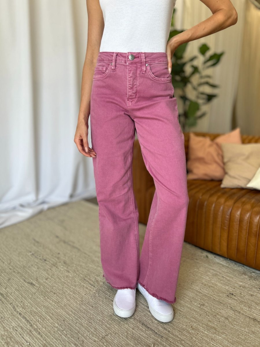 RFM Full Size High Rise Garment Dye Wide Leg Jeans for Women - Love Salve