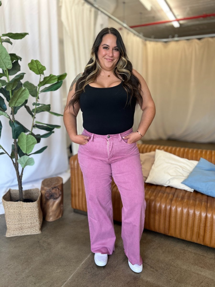 RFM Full Size High Rise Garment Dye Wide Leg Jeans for Women - Love Salve