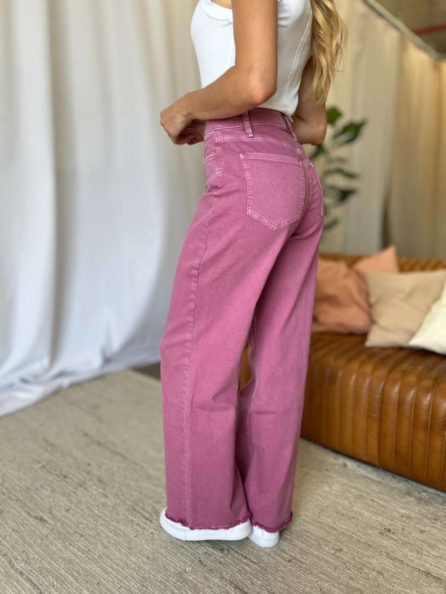 RFM Full Size High Rise Garment Dye Wide Leg Jeans for Women - Love Salve