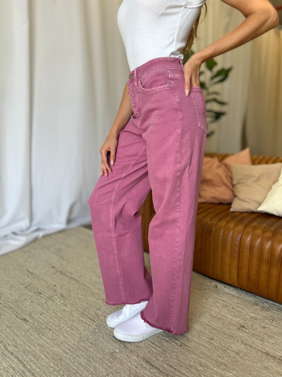 RFM Full Size High Rise Garment Dye Wide Leg Jeans for Women - Love Salve