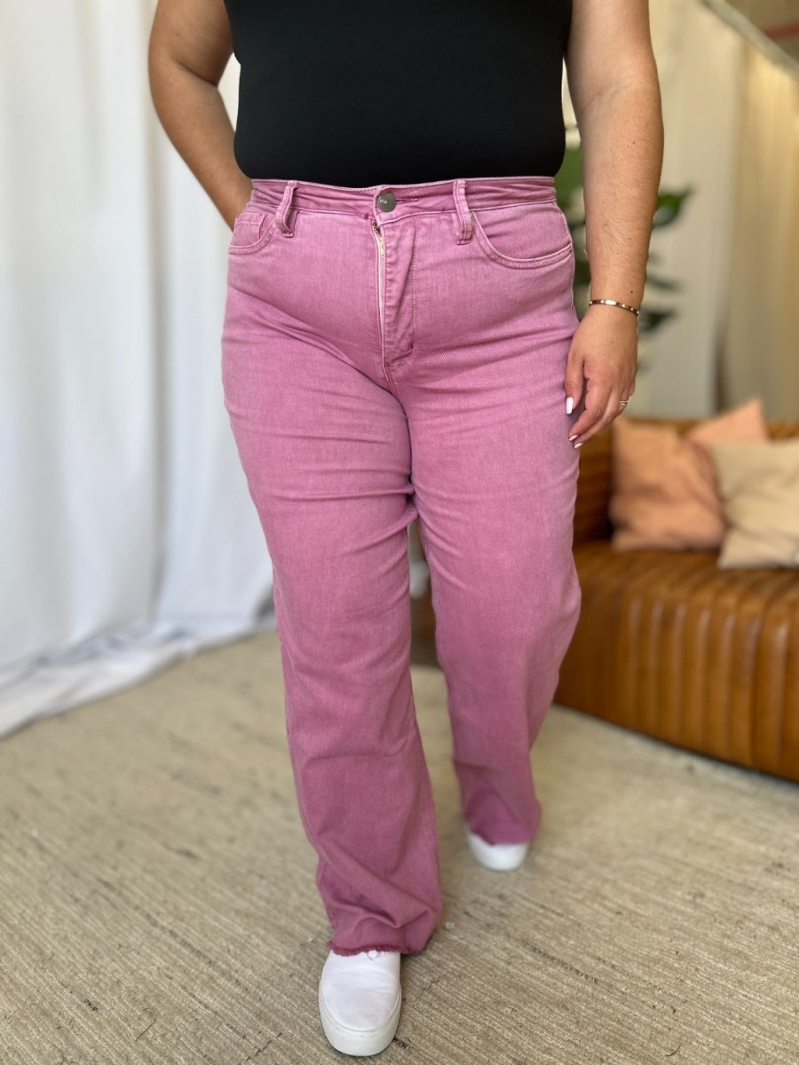 RFM Full Size High Rise Garment Dye Wide Leg Jeans for Women - Love Salve