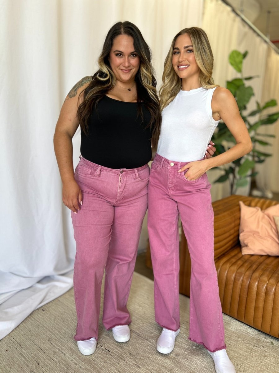 RFM Full Size High Rise Garment Dye Wide Leg Jeans for Women - Love Salve