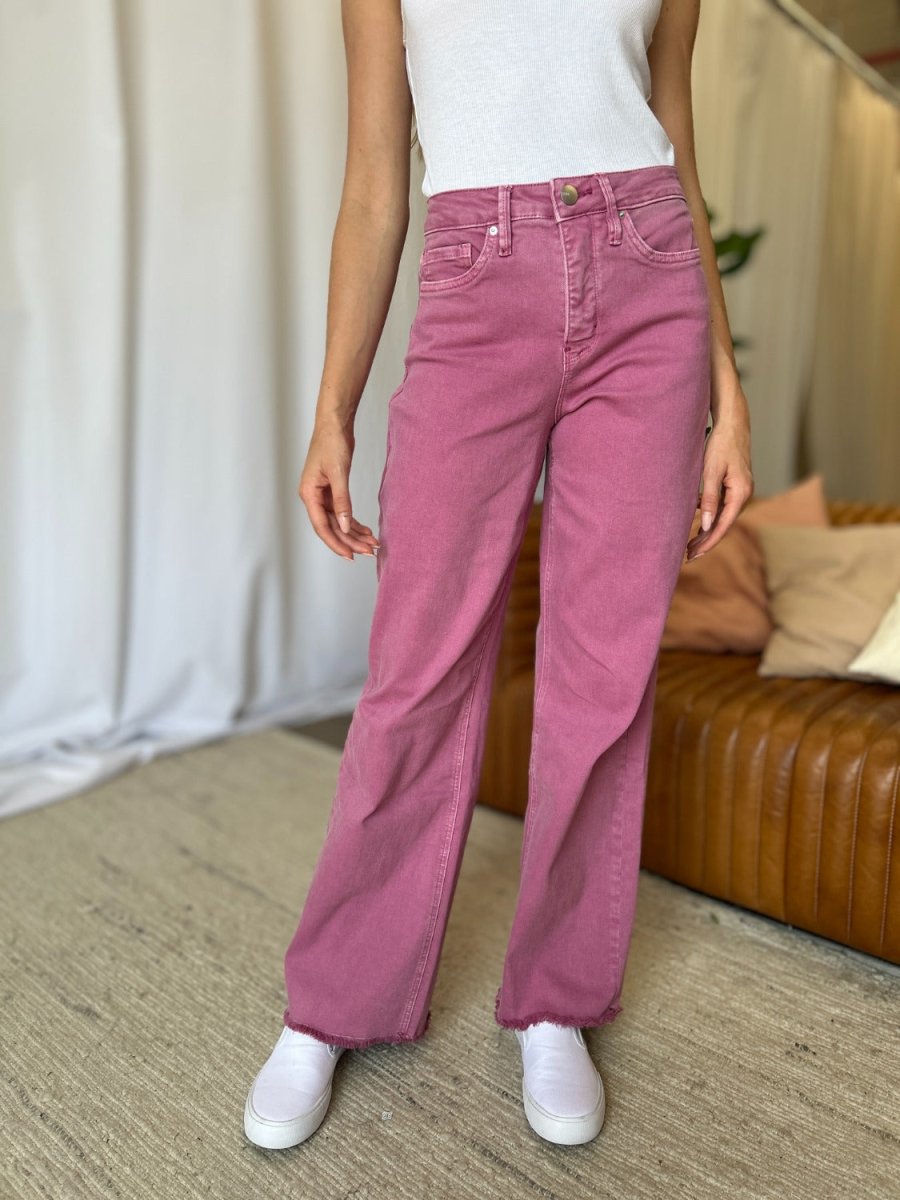 RFM Full Size High Rise Garment Dye Wide Leg Jeans for Women - Love Salve