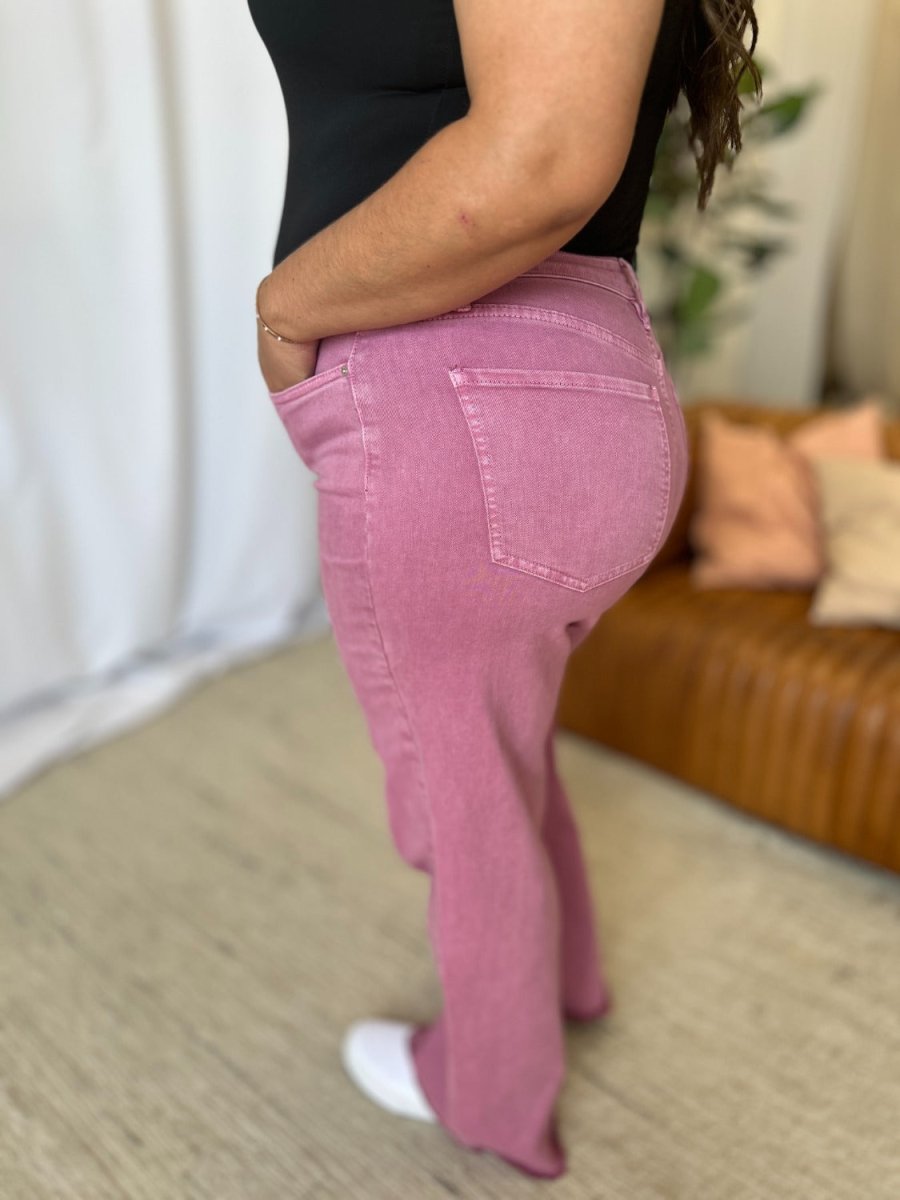 RFM Full Size High Rise Garment Dye Wide Leg Jeans for Women - Love Salve