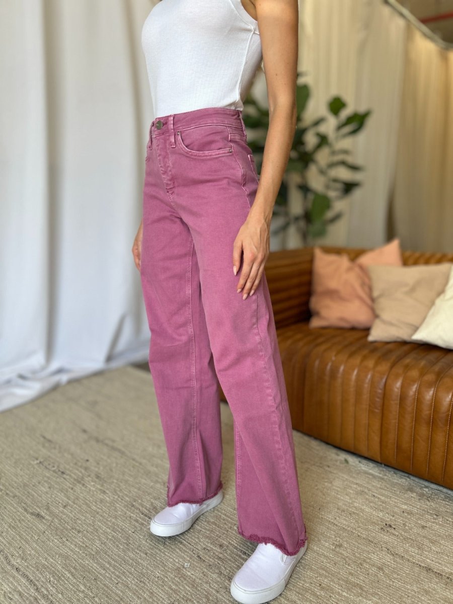 RFM Full Size High Rise Garment Dye Wide Leg Jeans for Women - Love Salve