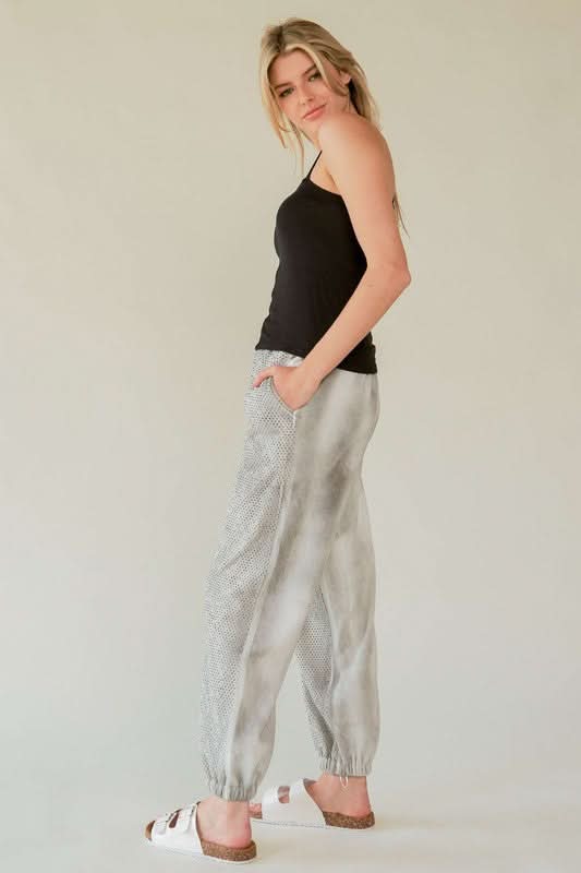 Rhinestone-Embellished Elastic Waist Joggers by Davi & Dani - Love Salve