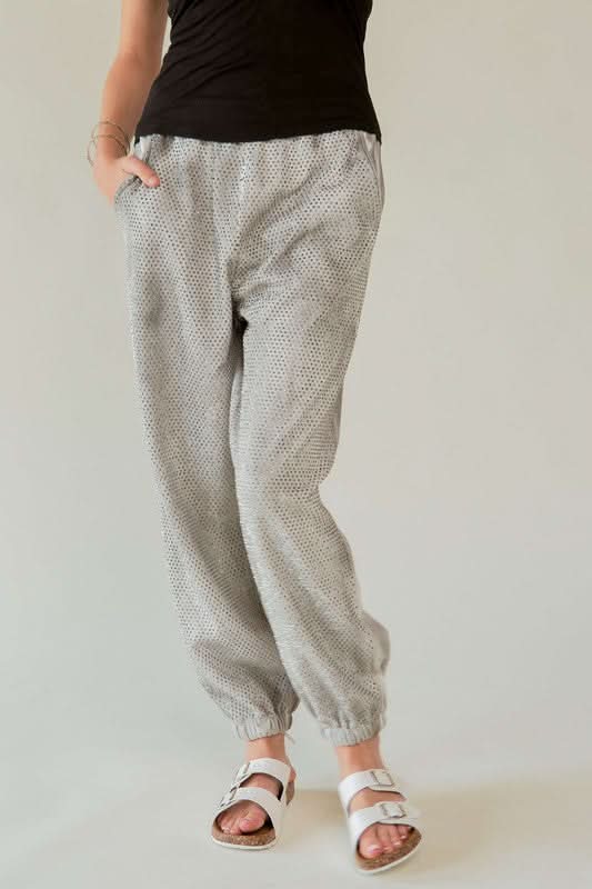 Rhinestone-Embellished Elastic Waist Joggers by Davi & Dani - Love Salve