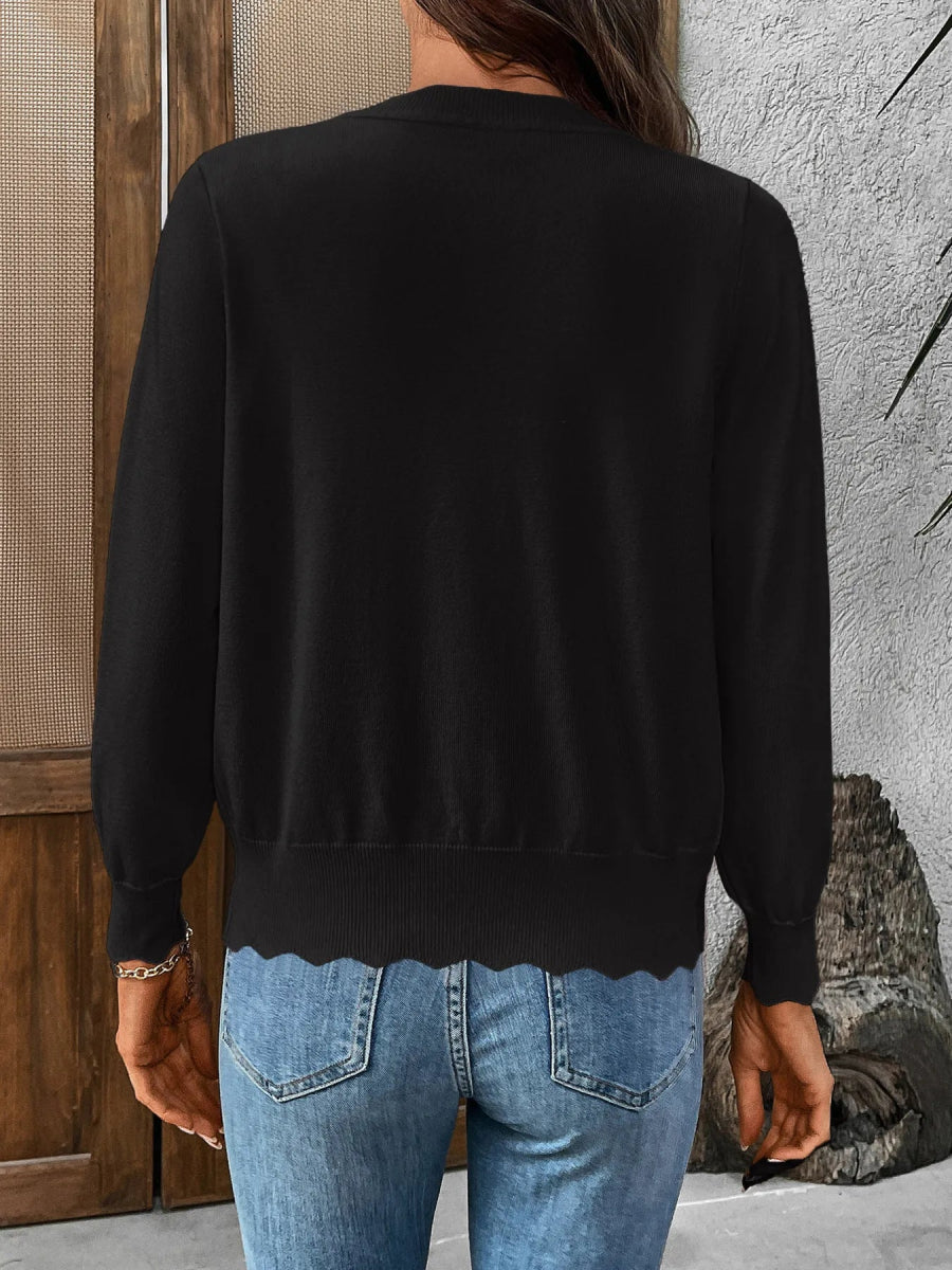 Ribbed Edge Button - Up Knit Cardigan - Love Salve