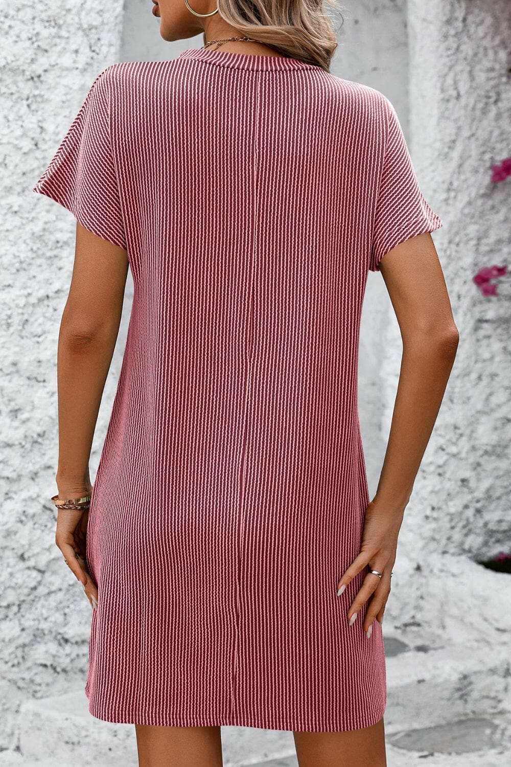 Chic striped mini dress with pockets - Love Salve