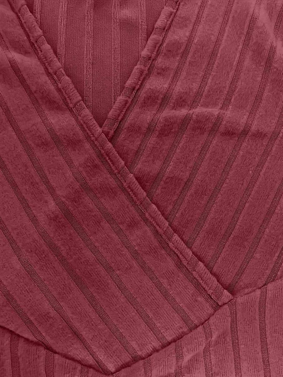 Ribbed Surplice Long Sleeve T-Shirt - Love Salve