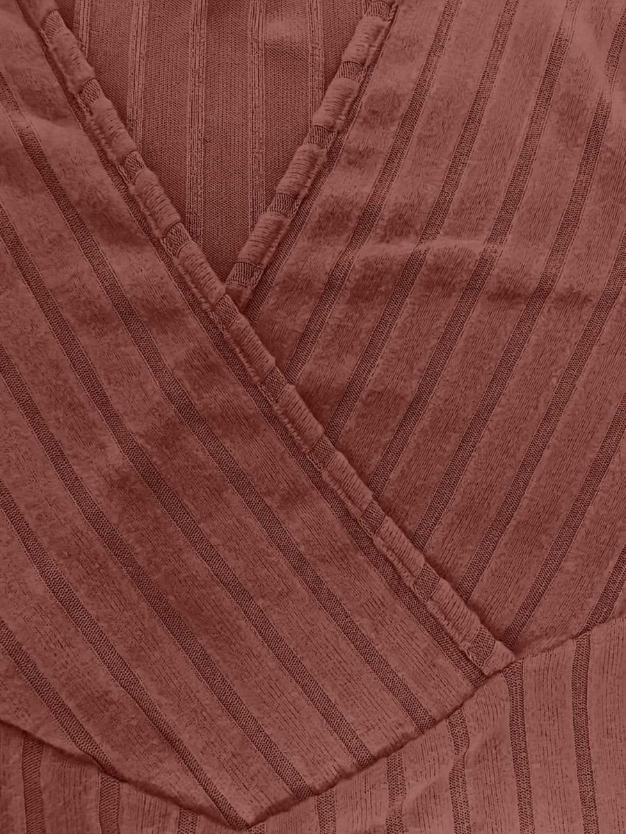 Ribbed Surplice Long Sleeve T-Shirt - Love Salve