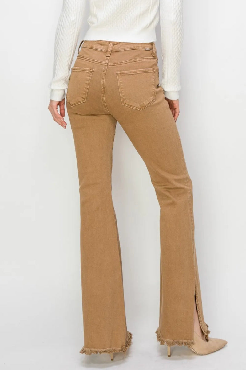 RISEN Bailey Full Size High Waist Side Slit Flare Jeans - Love Salve