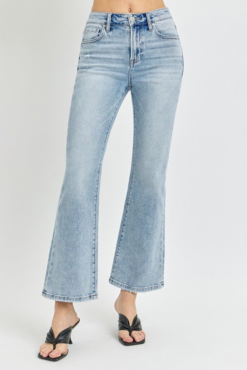 RISEN Full Size High Rise Ankle Flare Jeans for Women - Love Salve