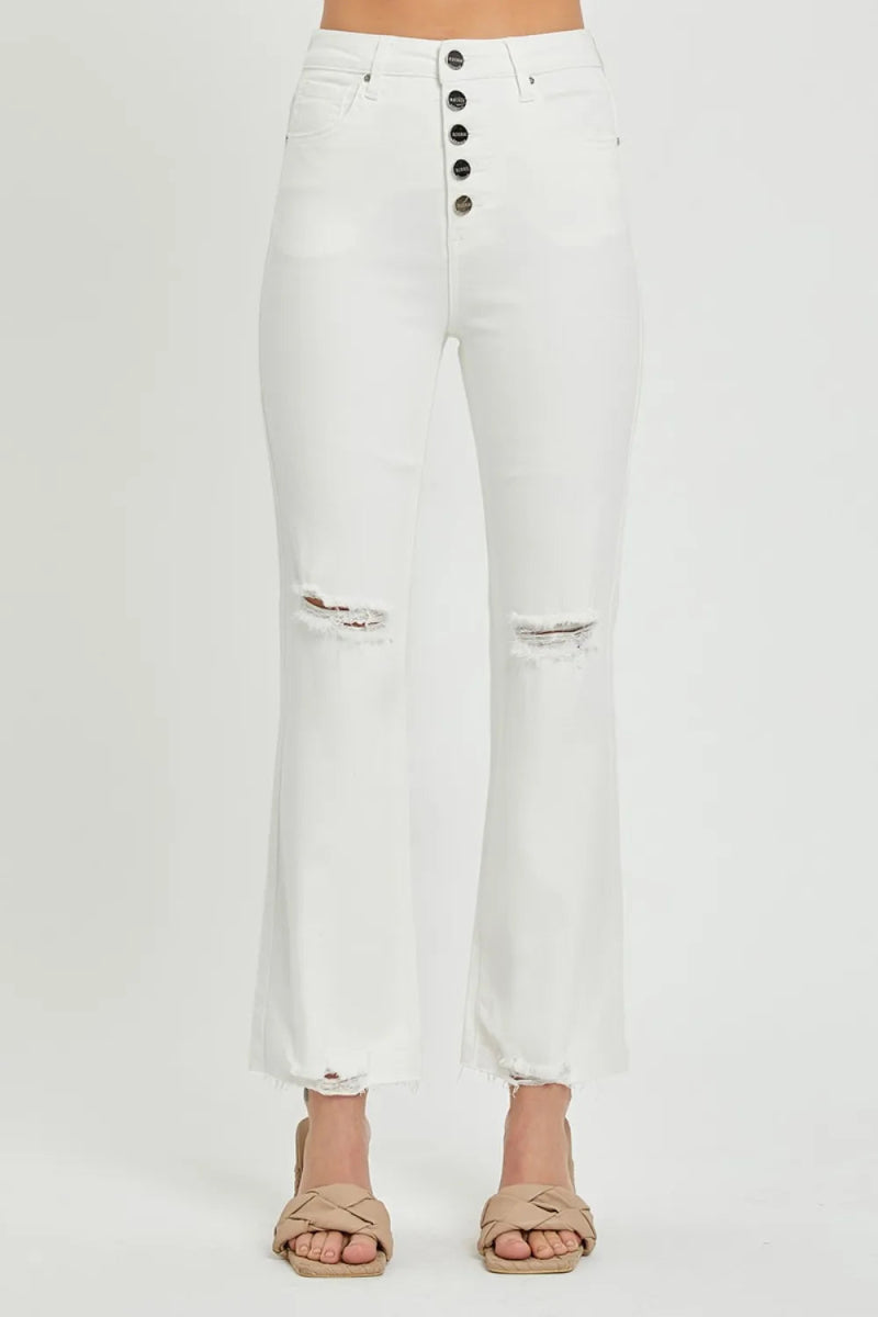 RISEN Full Size High Rise Button Fly Straight Ankle Jeans - Love Salve