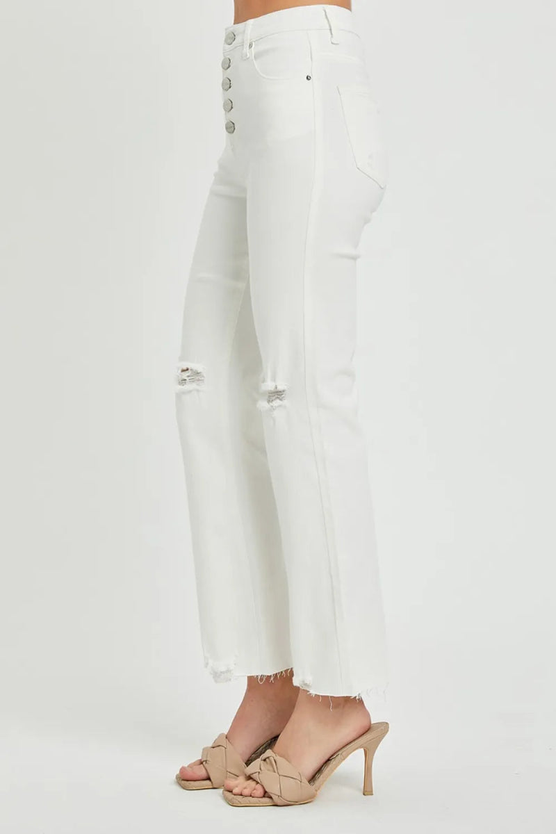 RISEN Full Size High Rise Button Fly Straight Ankle Jeans - Love Salve