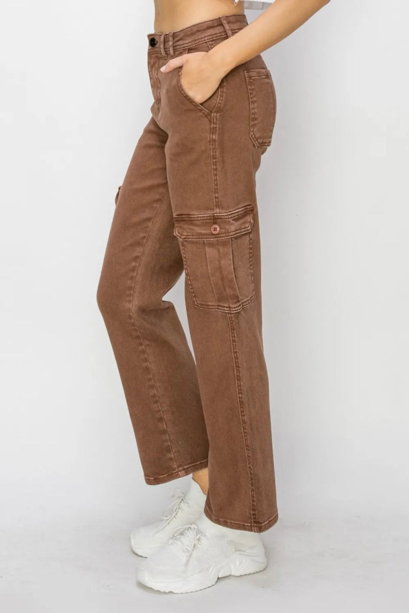Risen Full Size High Rise Cargo Jeans for Women - Love Salve