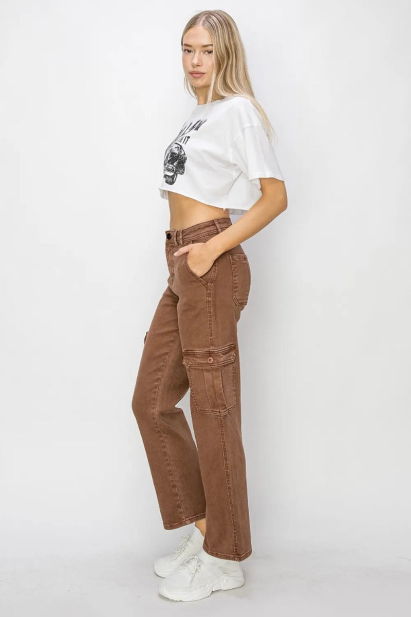 Risen Full Size High Rise Cargo Jeans for Women - Love Salve