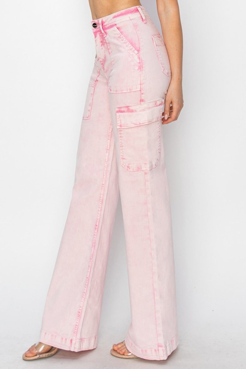 RISEN Full Size High Rise Cargo Pocket Jeans for Women - Love Salve