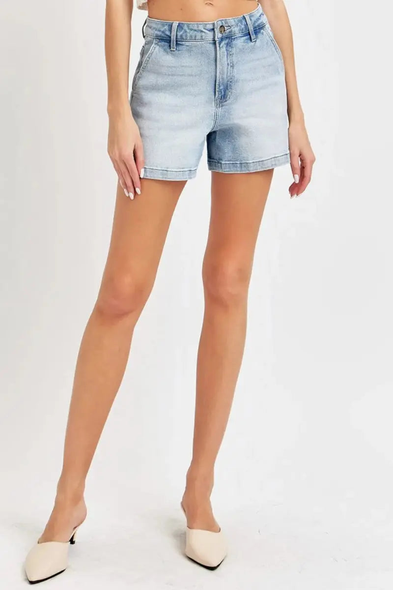 Risen Full Size High Rise Denim Shorts for Women Fashion - Love Salve
