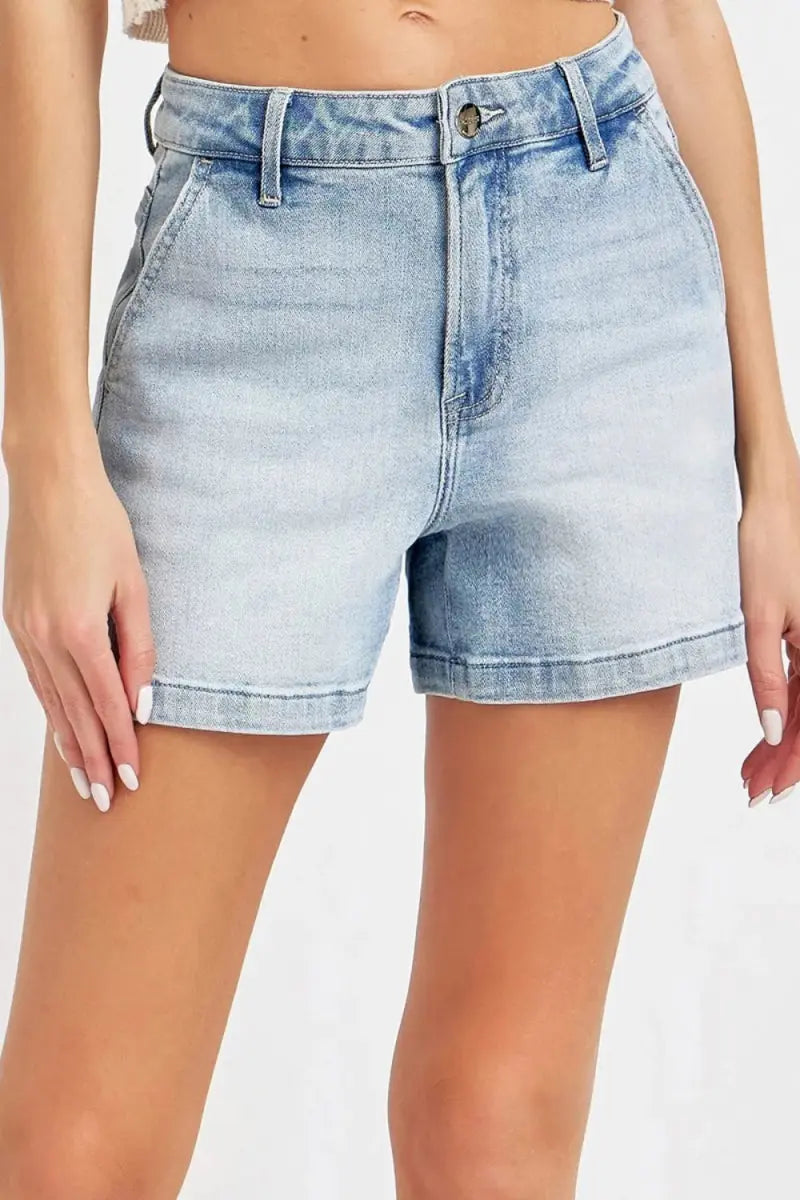 Risen Full Size High Rise Denim Shorts for Women Fashion - Love Salve