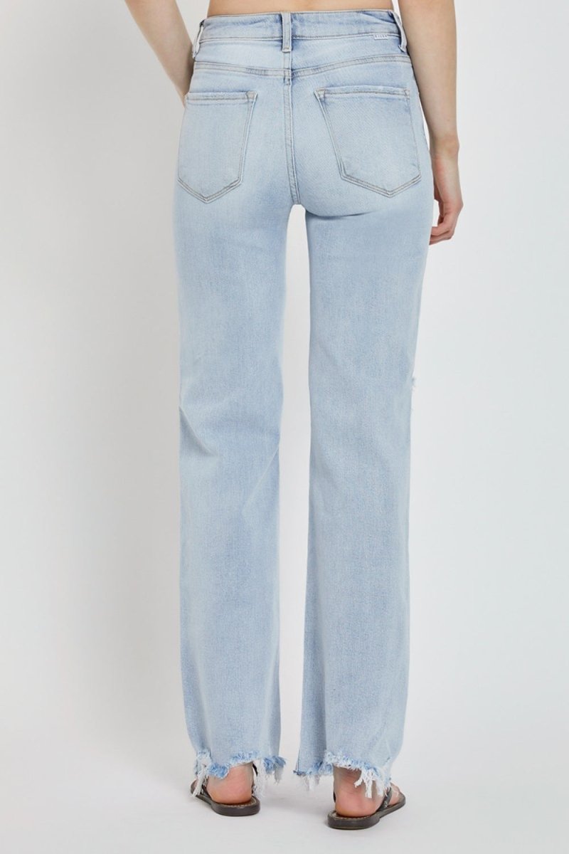 RISEN Full Size High Rise Distressed Wide Leg Jeans for Women - Love Salve