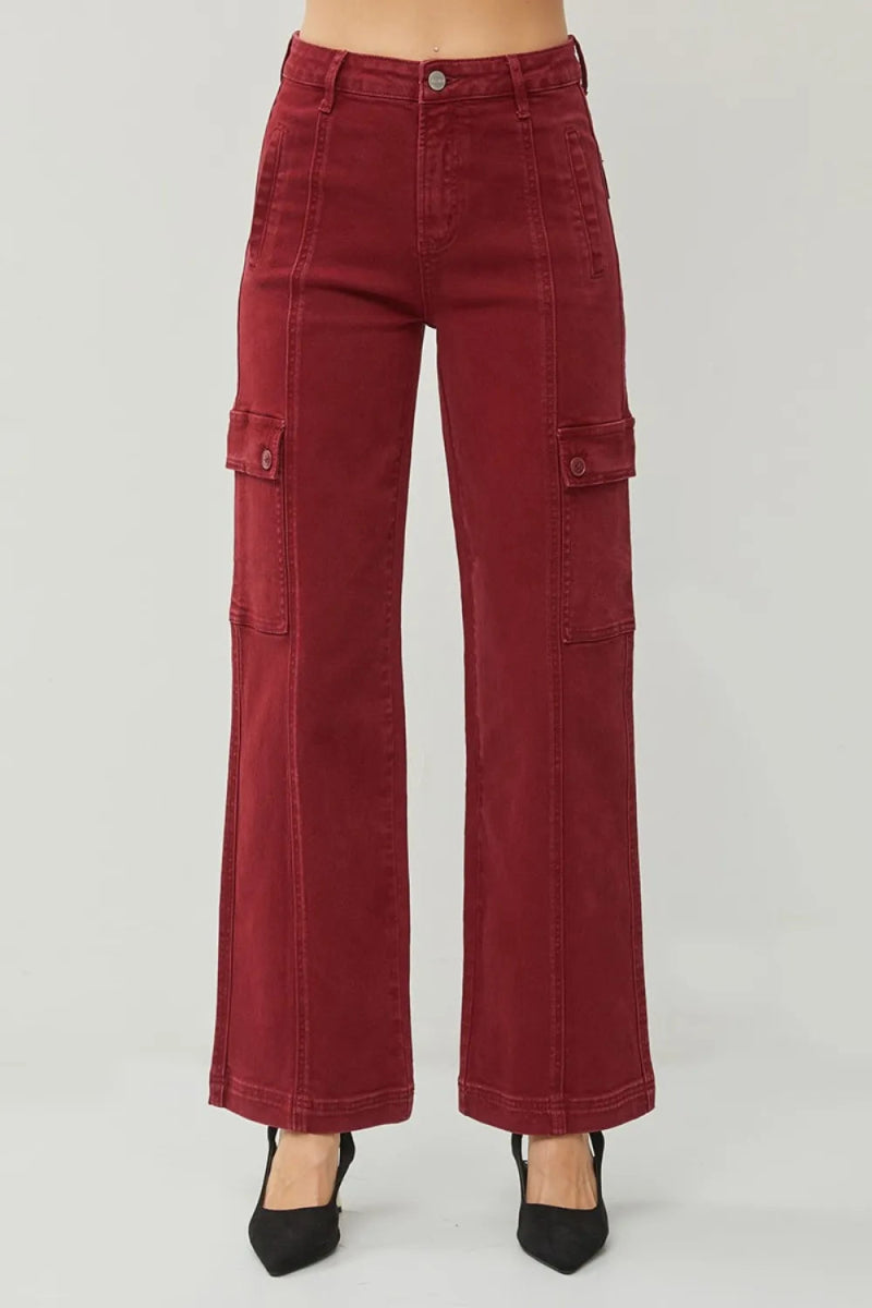 RISEN Full Size High Rise Wide Leg Cargo Jeans for Women - Love Salve