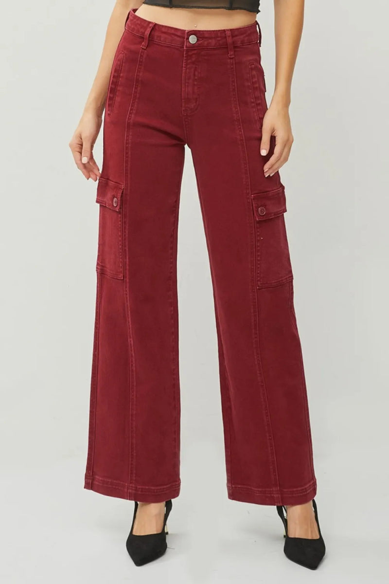 RISEN Full Size High Rise Wide Leg Cargo Jeans for Women - Love Salve
