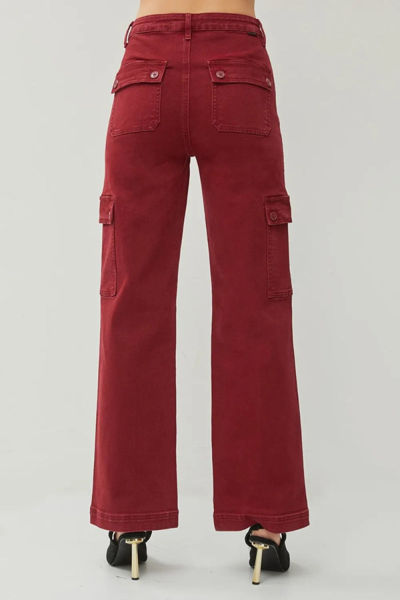 RISEN Full Size High Rise Wide Leg Cargo Jeans for Women - Love Salve
