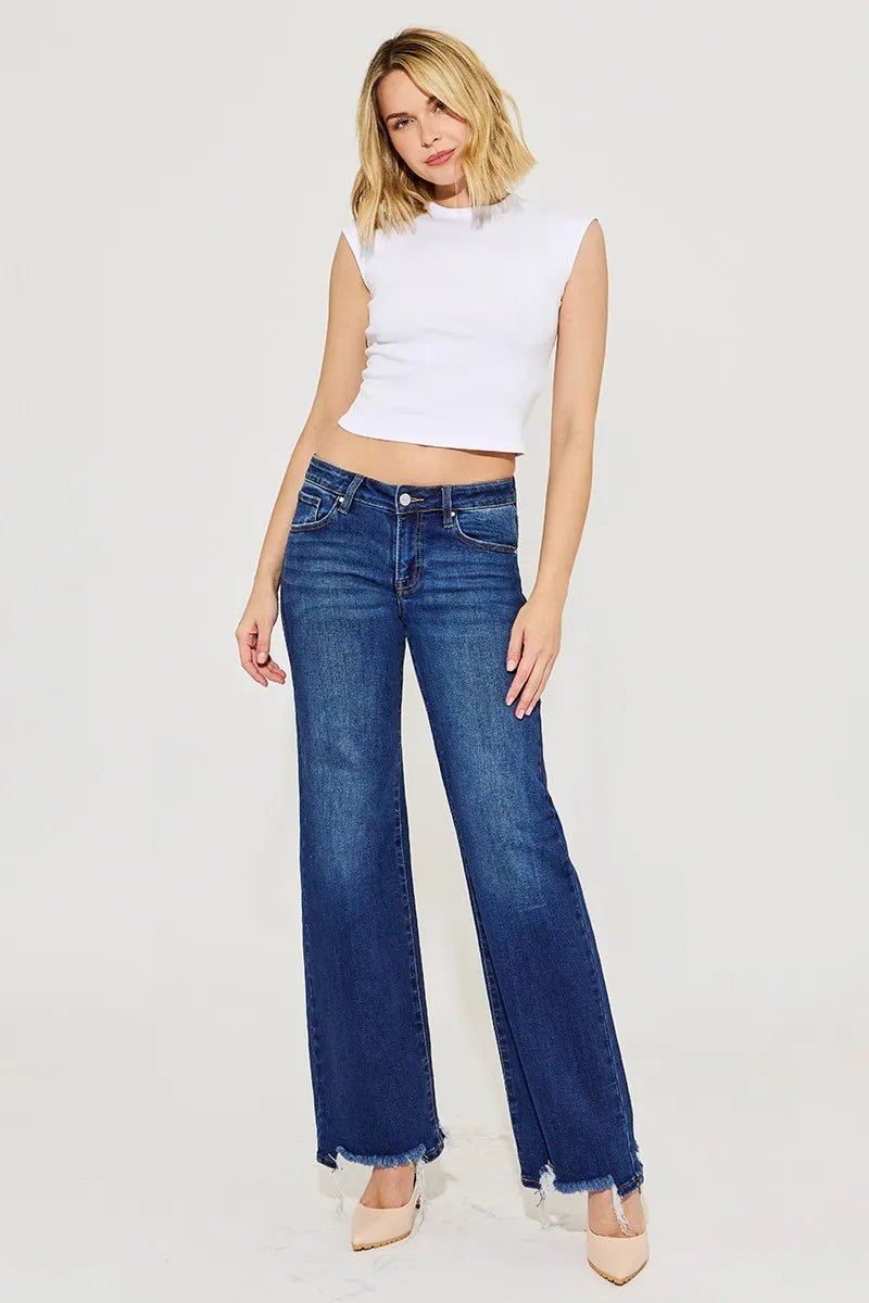 RISEN Full Size Low Rise Wide Leg Jeans Plus Size Women - Love Salve