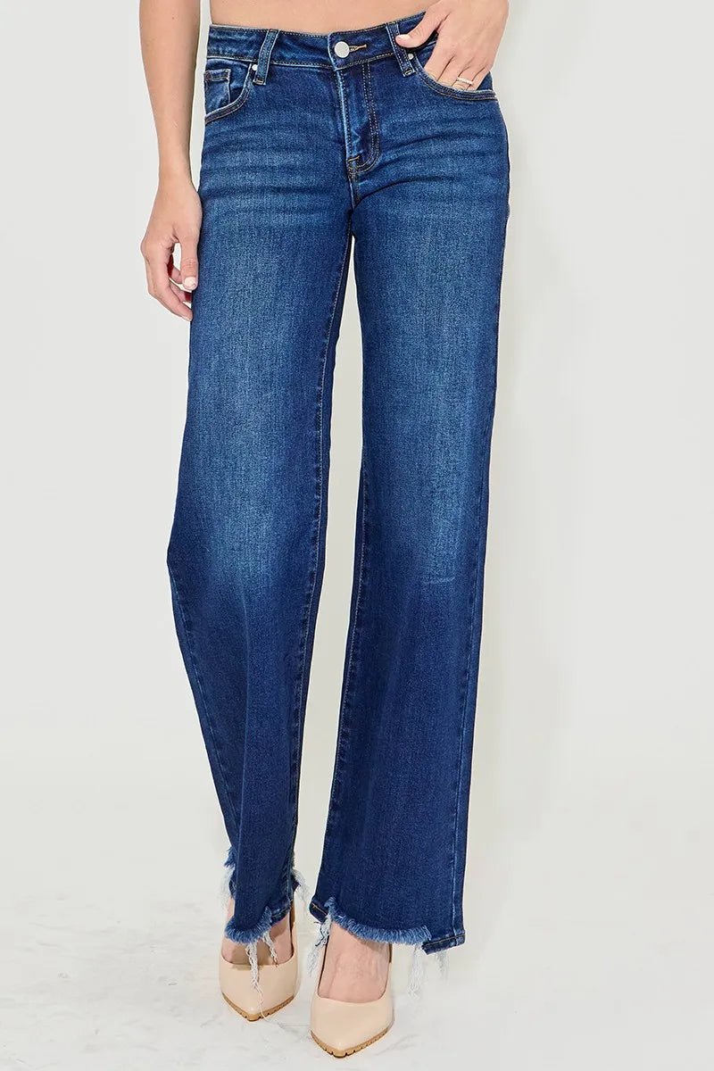 RISEN Full Size Low Rise Wide Leg Jeans Plus Size Women - Love Salve