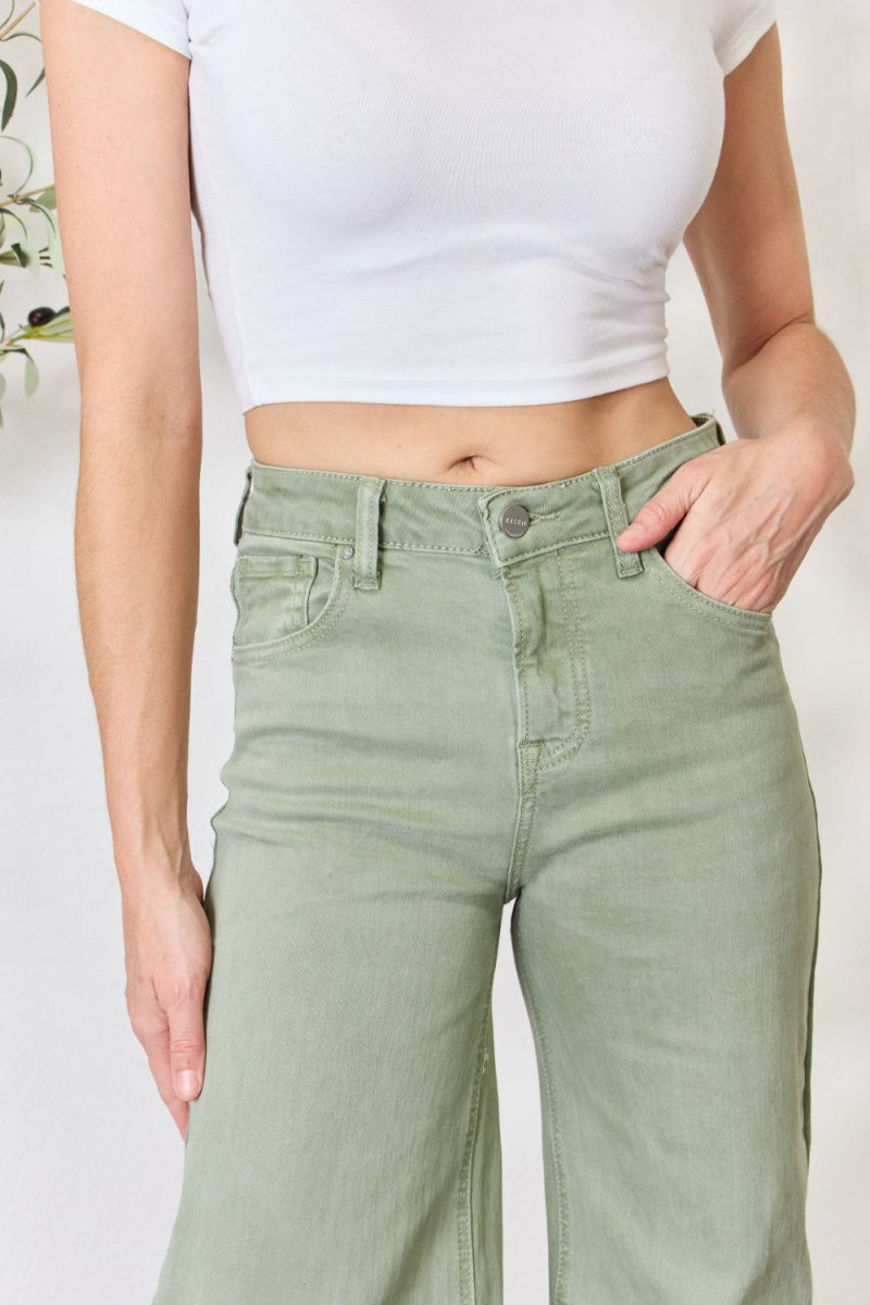 RISEN Full Size Raw Hem Wide-Leg Jeans for Women - Love Salve