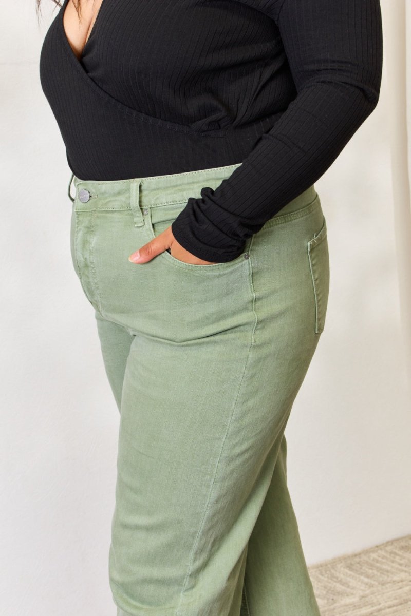 RISEN Full Size Raw Hem Wide-Leg Jeans for Women - Love Salve