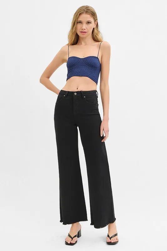 RISEN Full Size Tummy Control High Rise Wide Jeans Plus Size - Love Salve