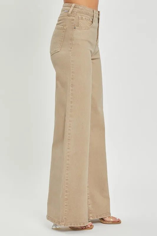 RISEN Full Size Tummy Control High Rise Wide Leg Jeans Plus Size - Love Salve