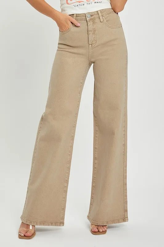 RISEN Full Size Tummy Control High Rise Wide Leg Jeans Plus Size - Love Salve