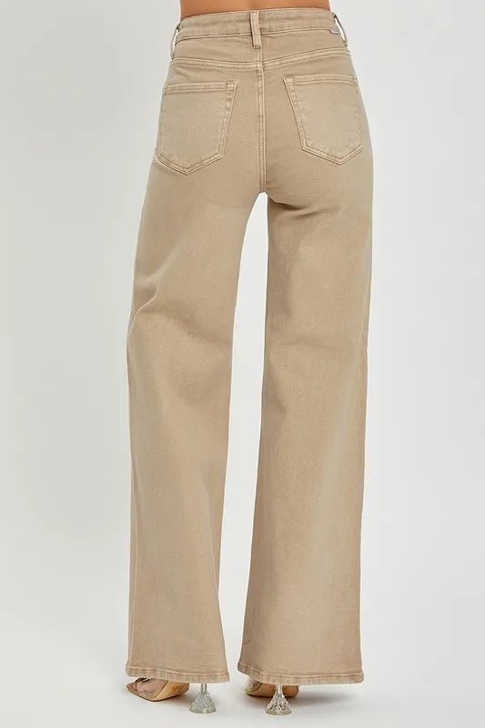 RISEN Full Size Tummy Control High Rise Wide Leg Jeans Plus Size - Love Salve