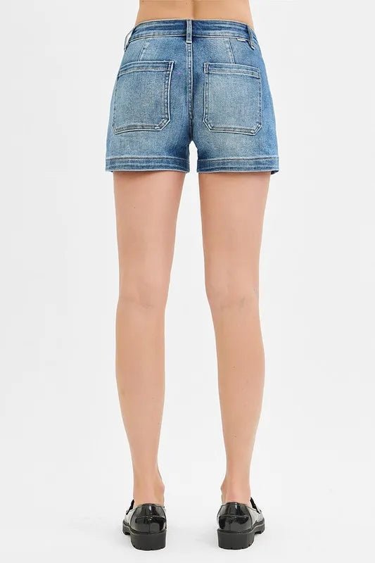 RISEN Low Rise Patched Pocket Shorts for Women Summer Wear - Love Salve